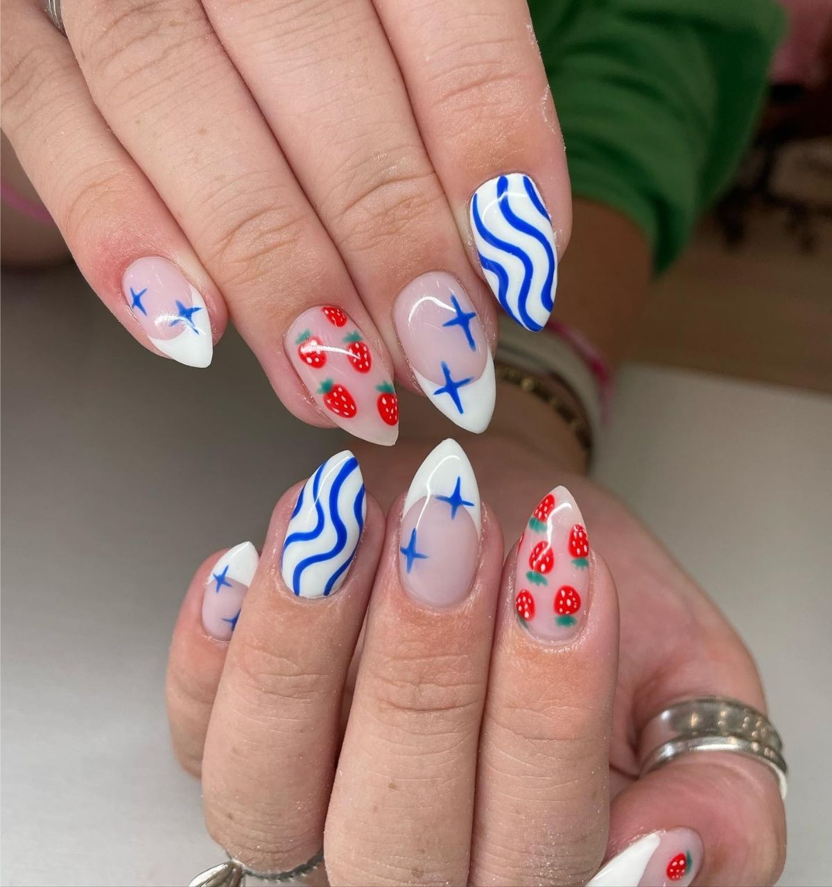 Almond Strawberry Nails