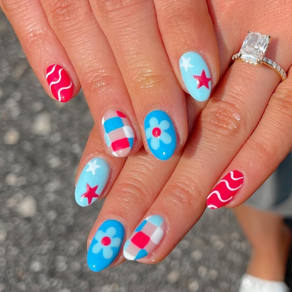 Bright 4th of July Nails