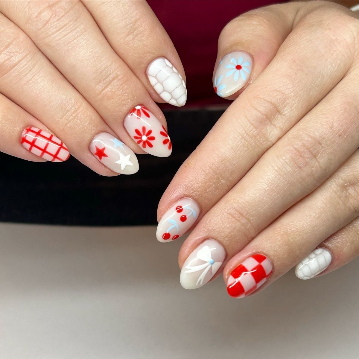 Cute Red and White Nails