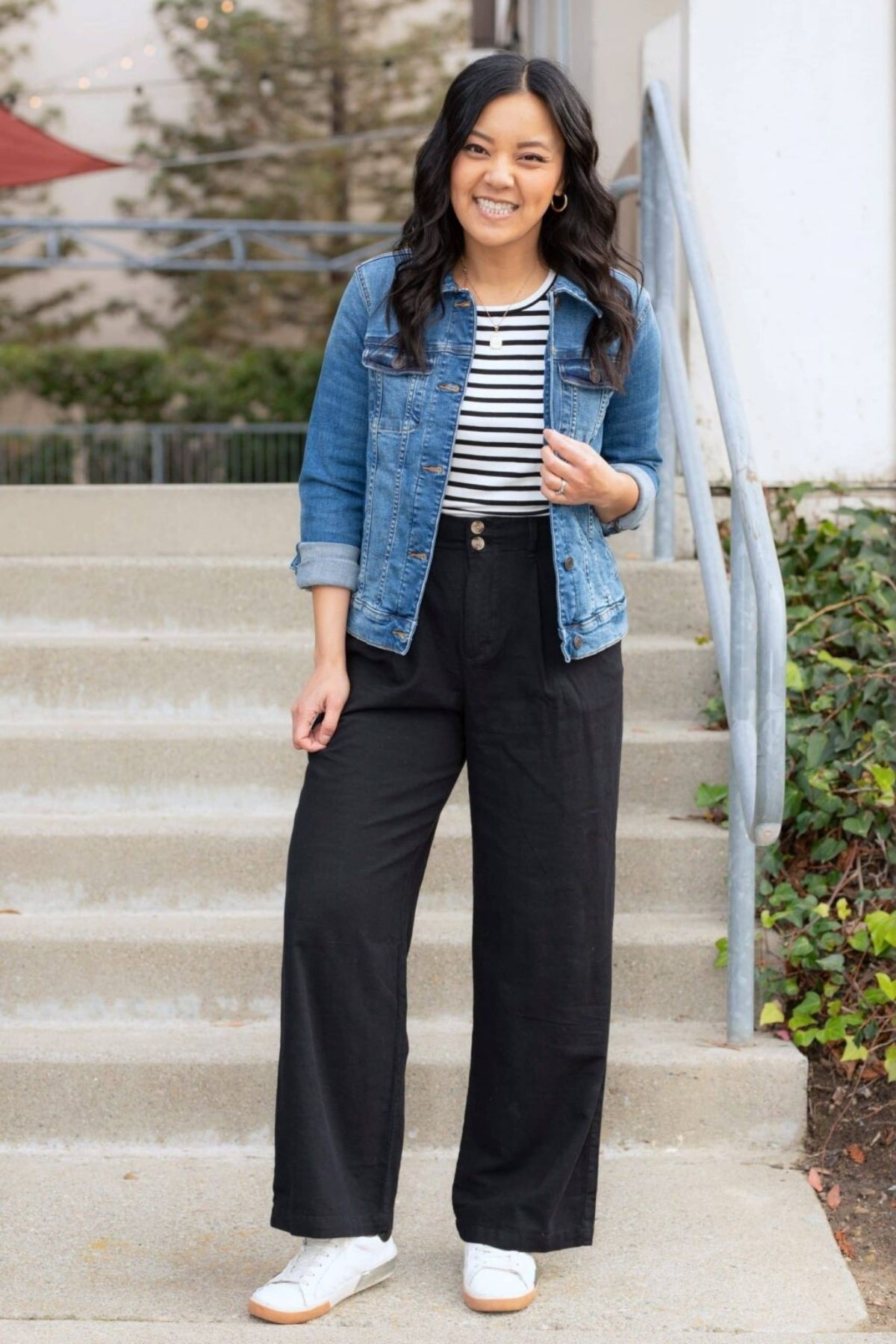 Jean Jacket With Linen Pants Outfit