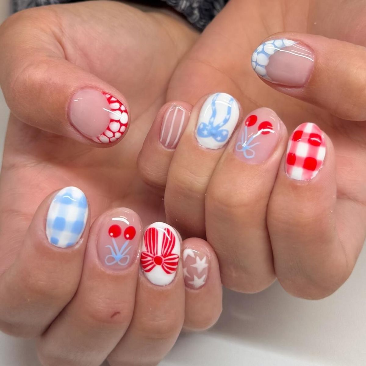 Light Colored Patriotic Nails