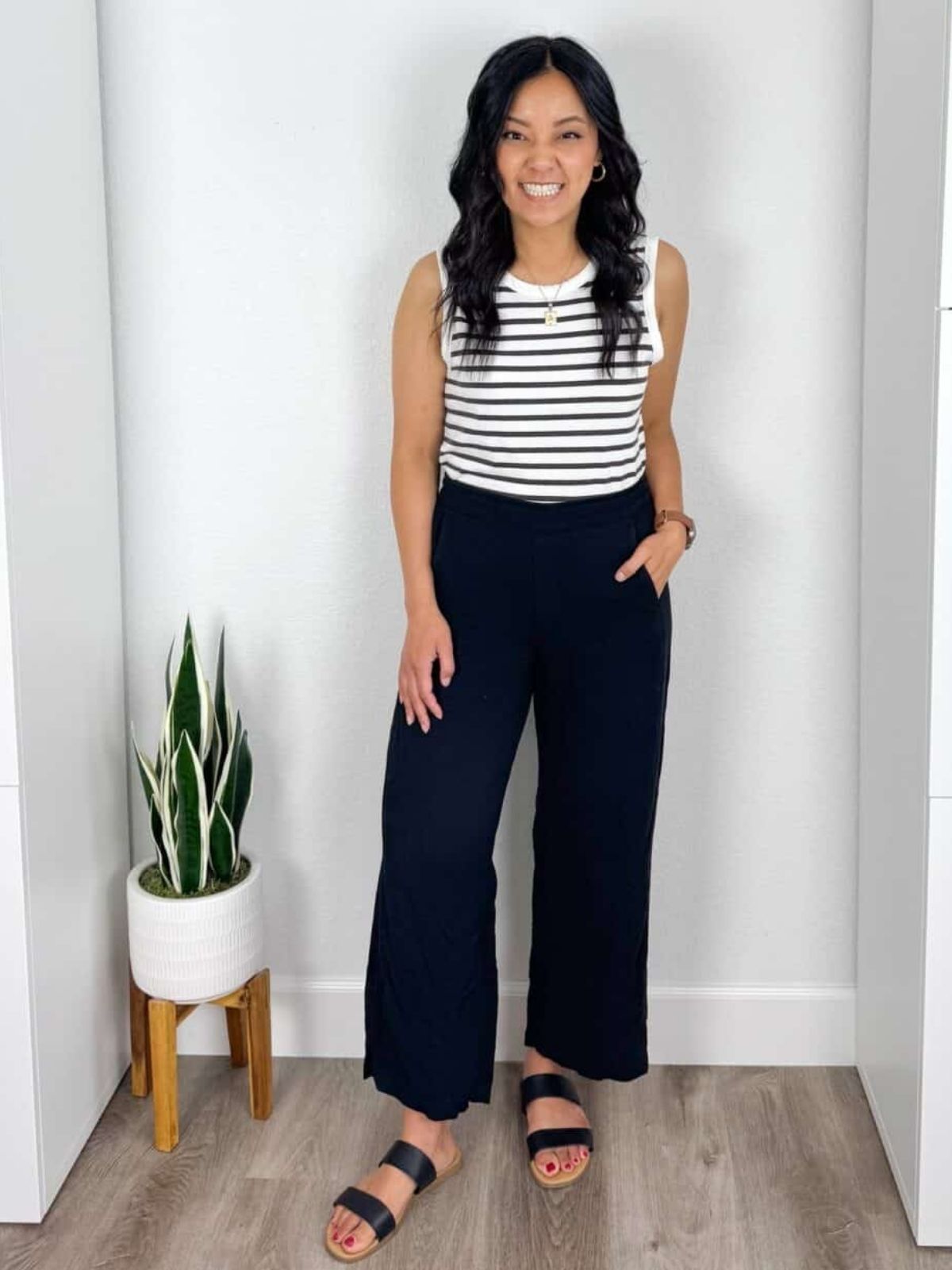 Linen Pants With A Striped Tank Look