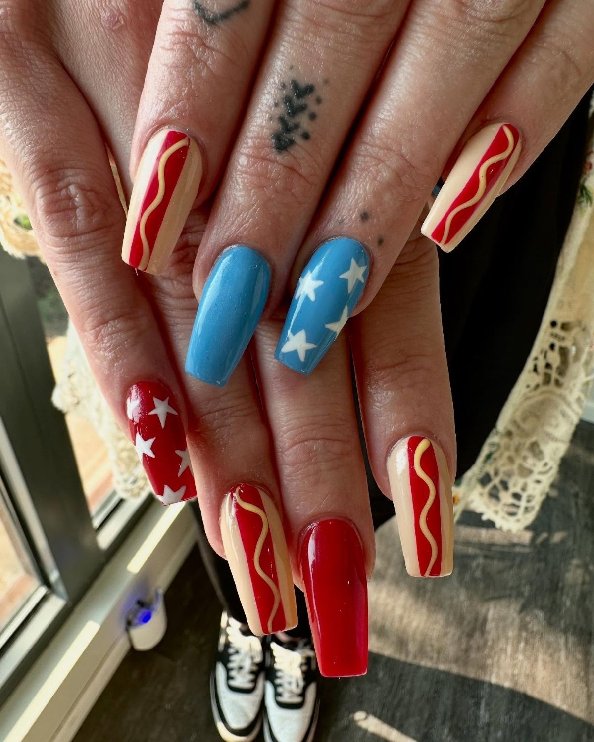 Long Square 4th of July Nails