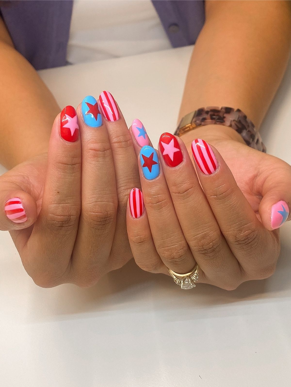 Pink 4th of July Nails