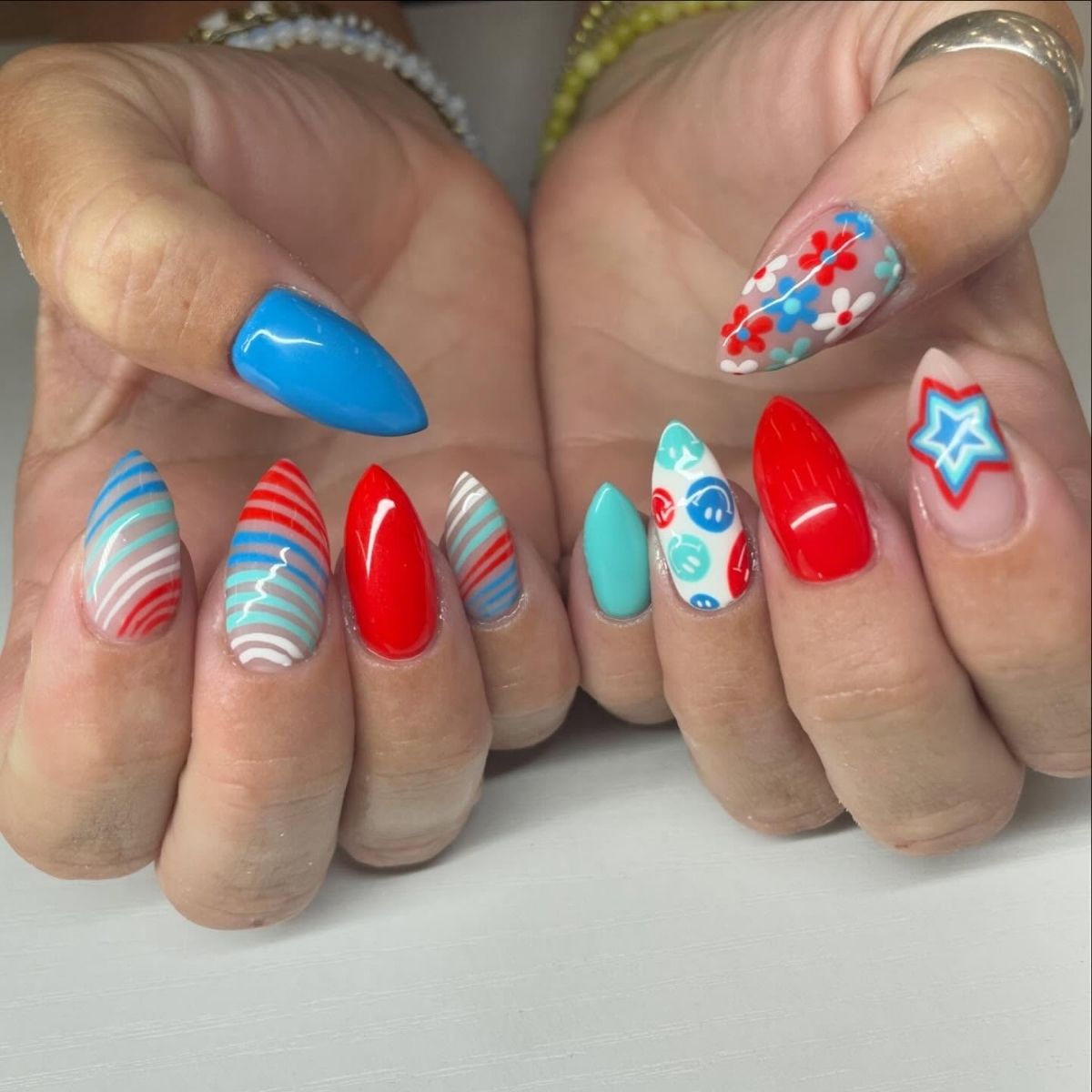 Pointy Nails for the 4th of July
