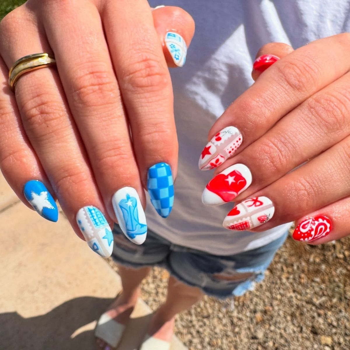 Red and Blue Nail Idea