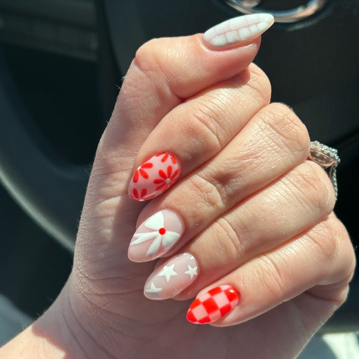 Retro Red and White Nails