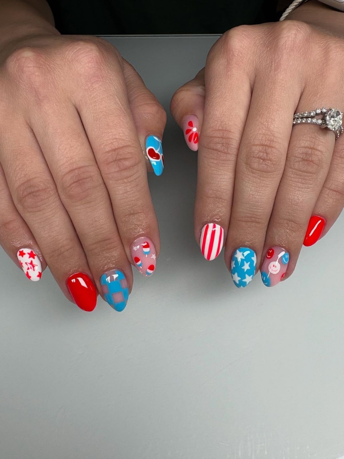 Short Almond Shaped Festive Nails