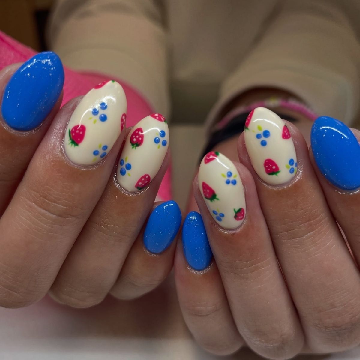 Strawberries and Blueberries Nails
