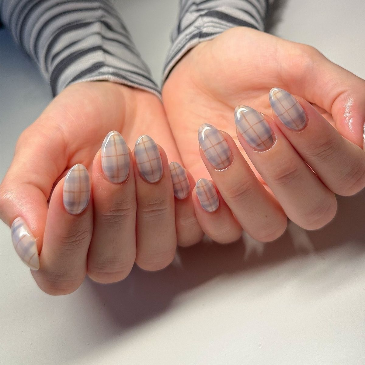 Almond Shaped Plaid Nails