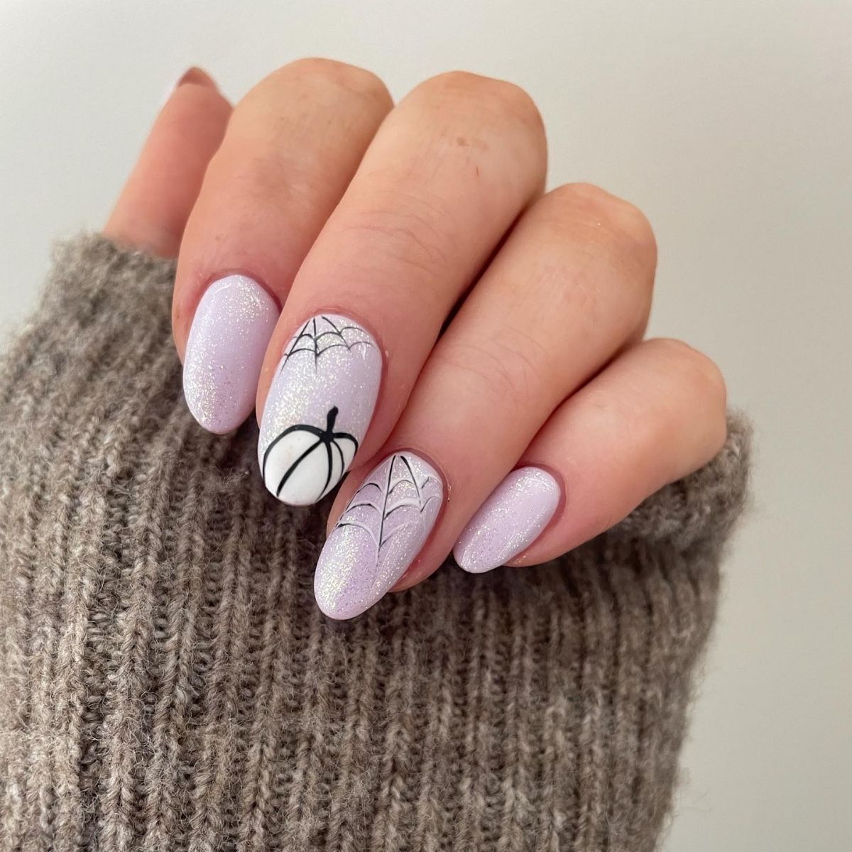 Glittery Pumpkin Nails