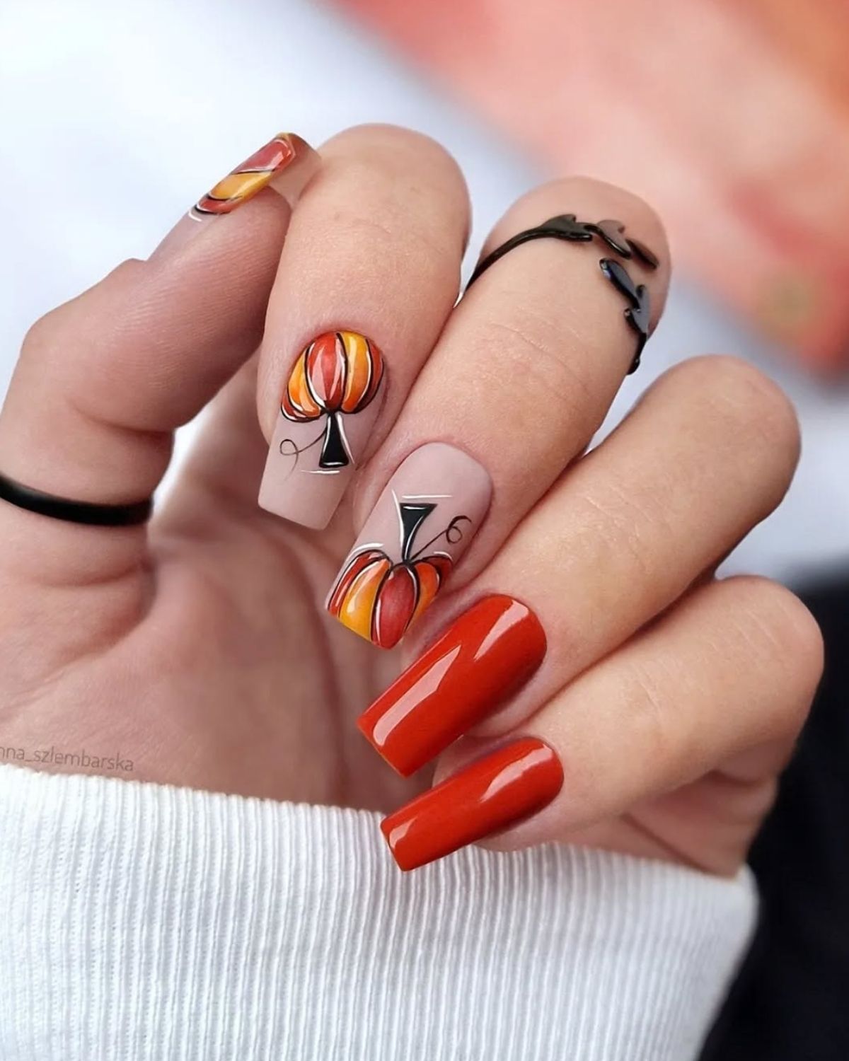 Long Pumpkin Nails