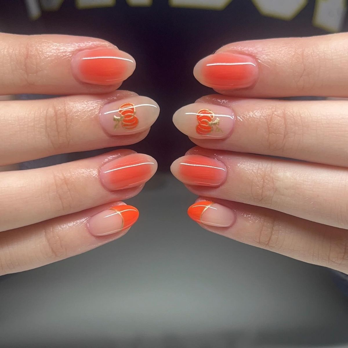 Ombre Pumpkin Nails