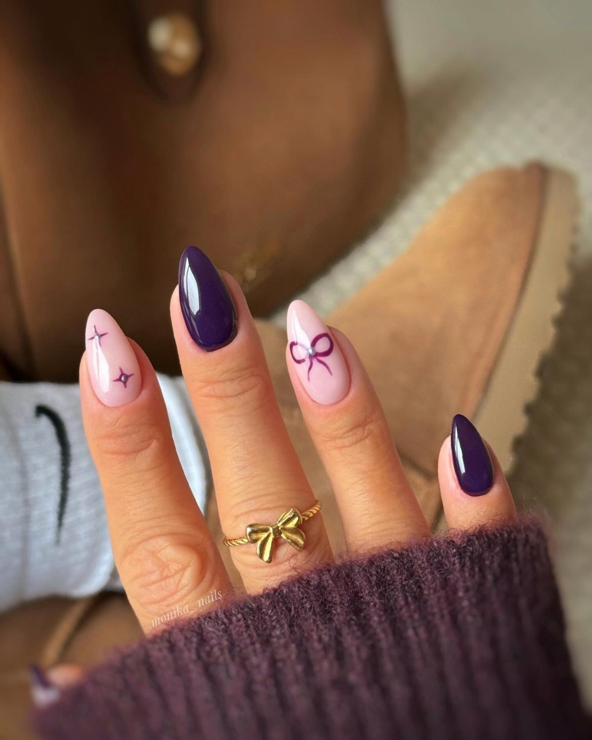 Plum Bow Nails