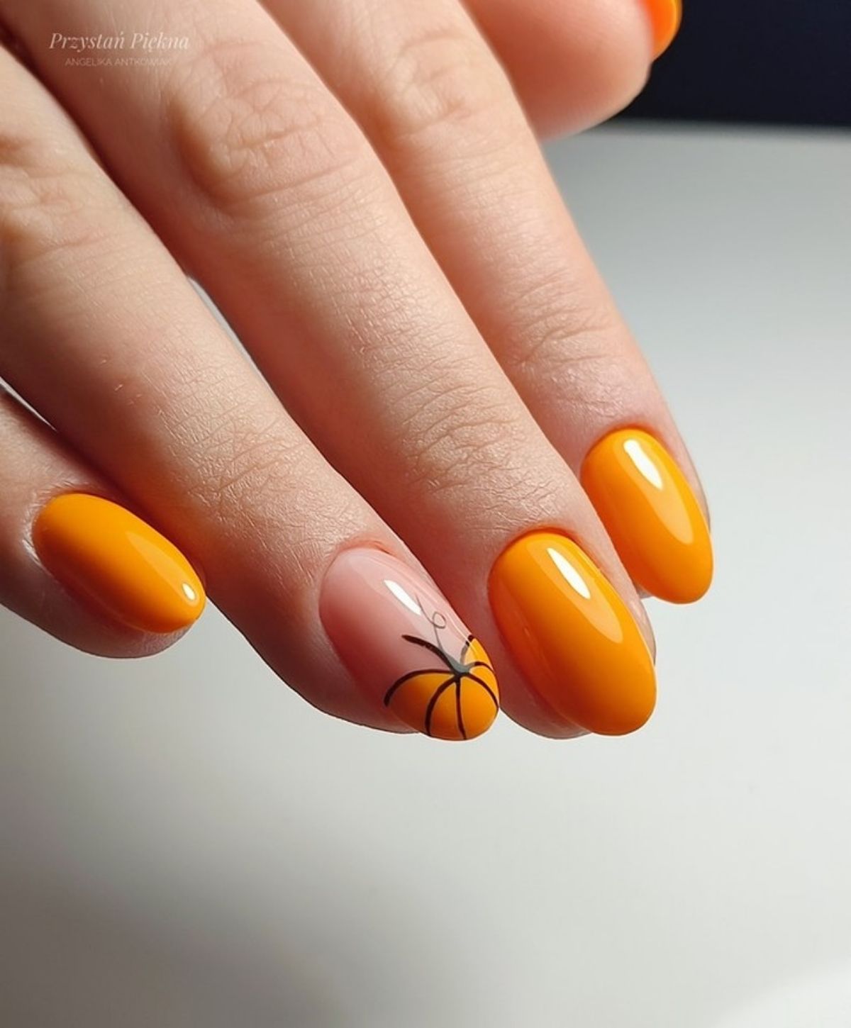 Simple Orange Nails