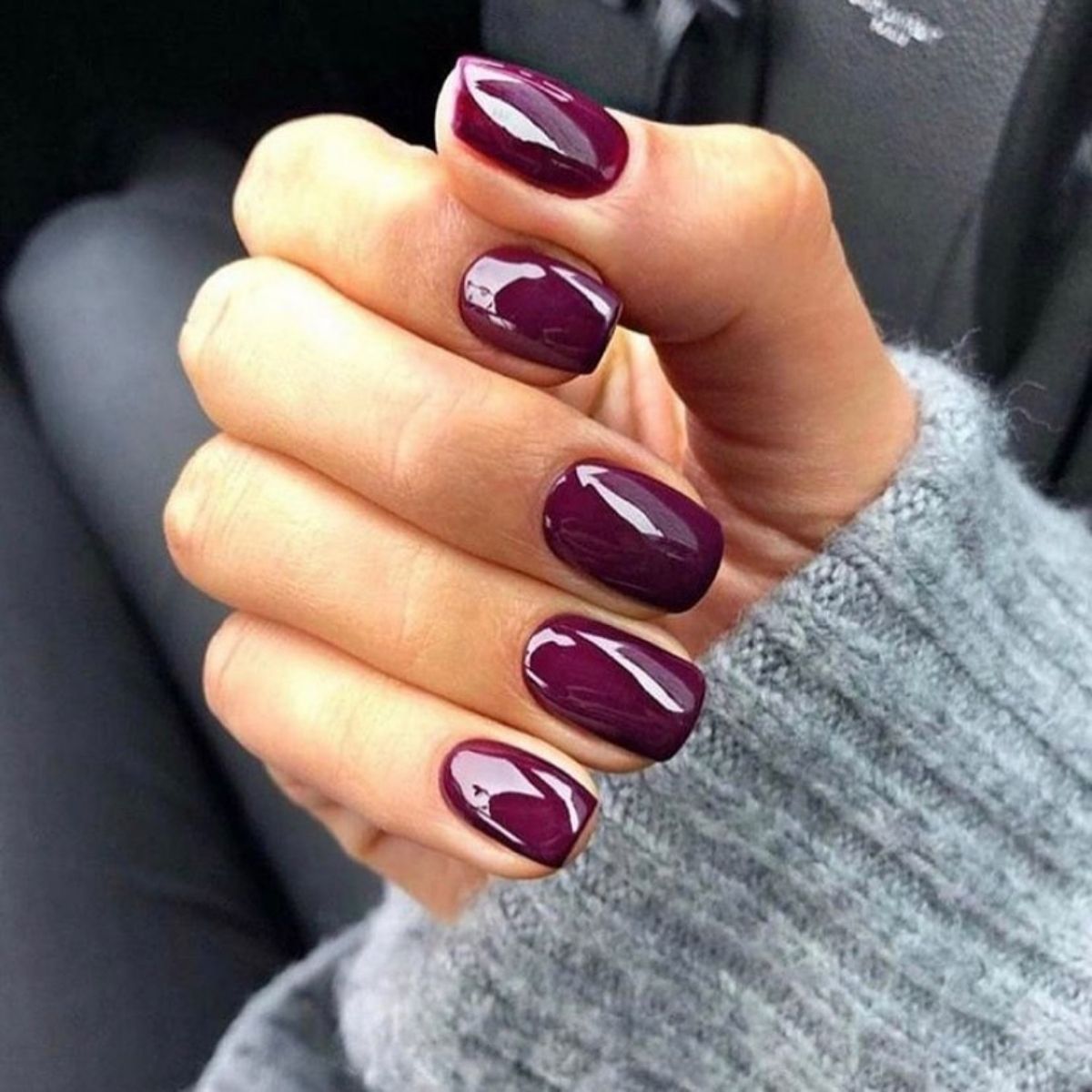 Square Plum Nails