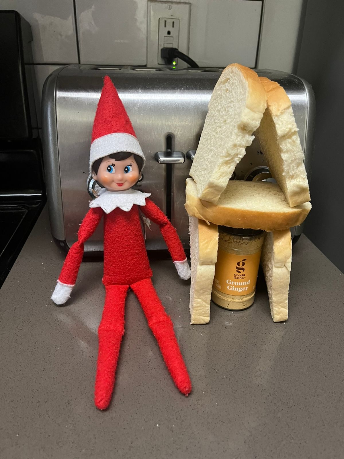 elf built a gingerbread house