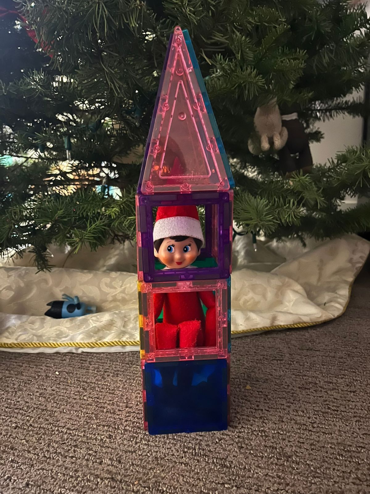 elf in a magnet tile house