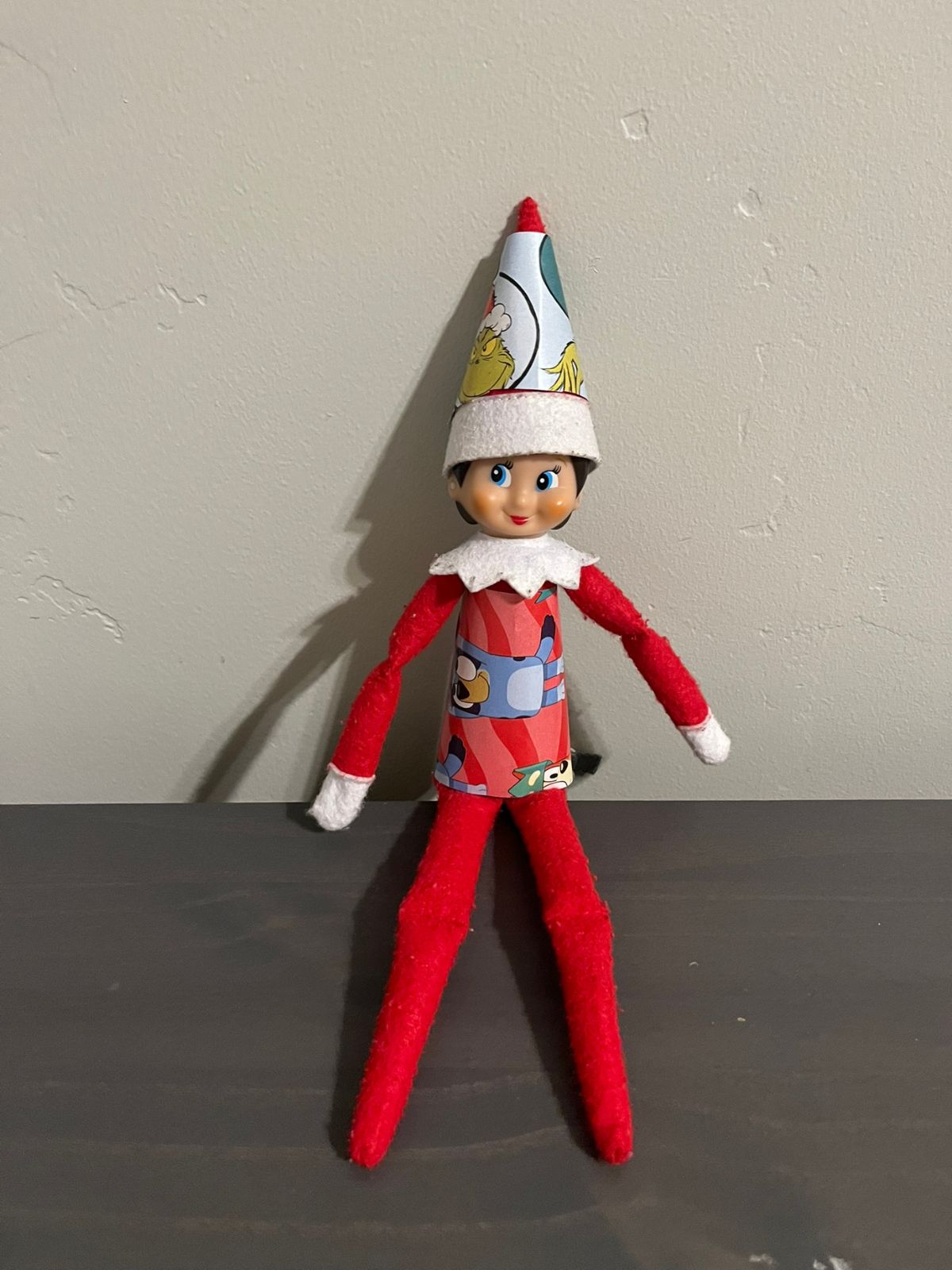 elf in wrapping paper